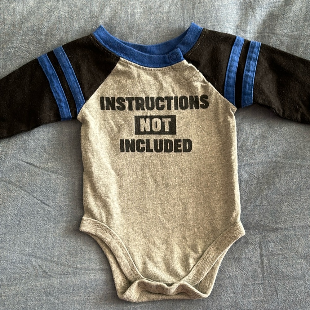 Long-Sleeve Baby Onesie Bodysuit 0-3 Months - “Instructions Not Included”